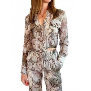 NEW KARINA GRIMALDI willa print top in natural snake